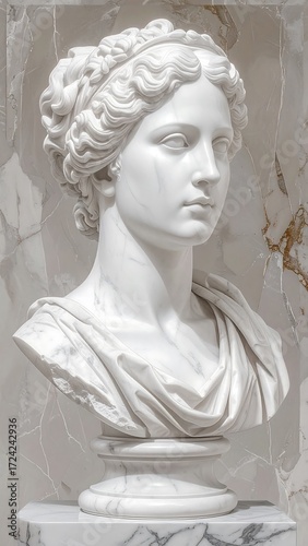 Elegant marble bust of a woman