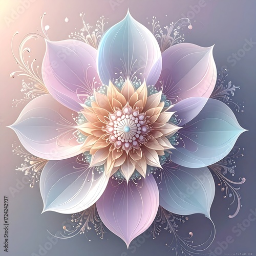 Delicate, pastel floral digital art