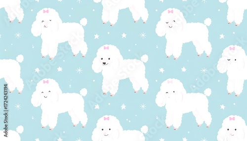 Cute poodle pattern on light blue