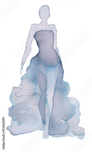Wallpaper Mural Elegant watercolor fashion design features flowing gown with ethereal silhouette Torontodigital.ca