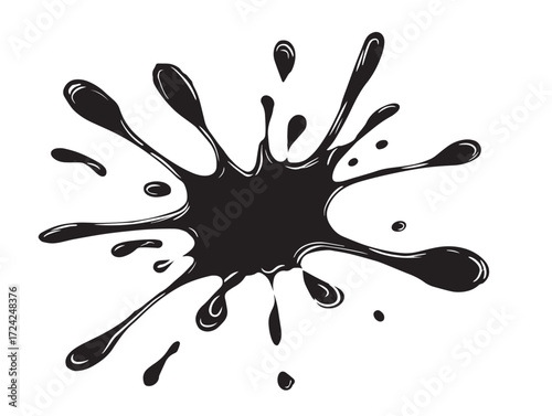Elegant Paint Splatter Icon in Modern Contemporary Vector Line Artwork