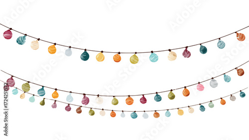 Vibrant Colorful Garlands on White Background Vector Illustration