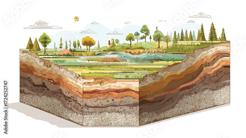 Detailed Soil Layer Infographics Vector Cross Section for Professionals