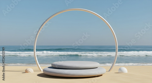 beachside product display background