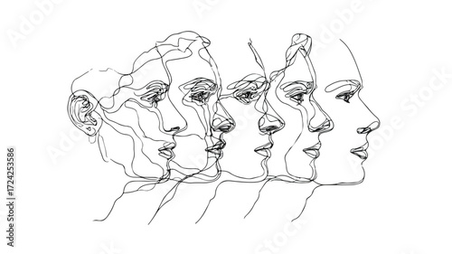 Minimalist Evolution Continuous Line Art Vector Illustration