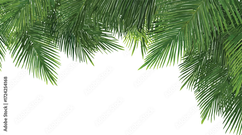 Naklejka premium Green Palm Tree Frame Isolated on White Background for Tropical Design