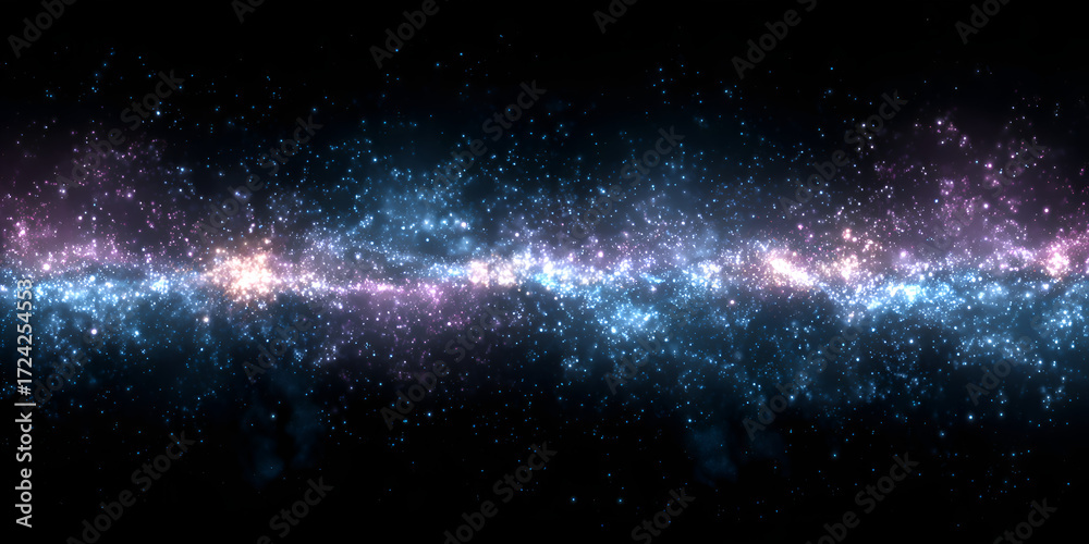 Fototapeta premium Horizontal band of stars and galactic light across deep black space