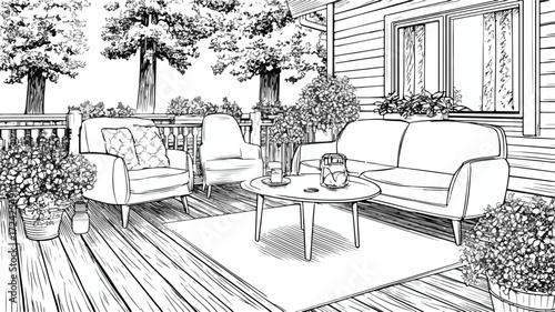 Comfortable Seating in Inviting Outdoor Patio for Relaxation and Entertainment
