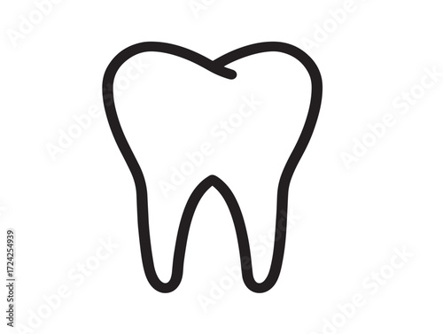 Stylish Tooth Vector Icon in Clean Minimal Line Illustration Artwork Design