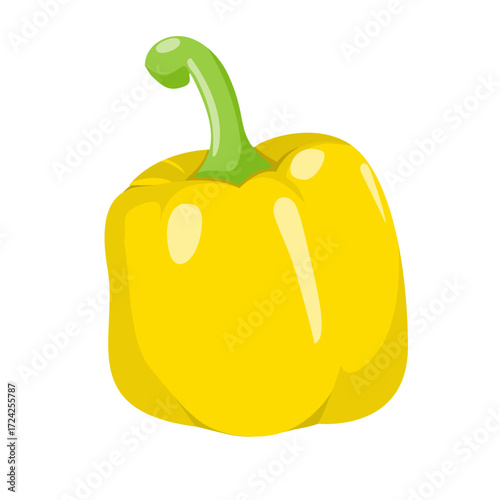A yellow bell pepper illustration ideal for food, cooking and healthy living visuals. Perfect for recipes, grocery campaigns, restaurant menus, nutrition articles seeking bright, fresh produce imagery
