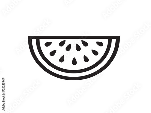 Modern Watermelon Icon with Professional Minimal Vector Line Illustration Artwork