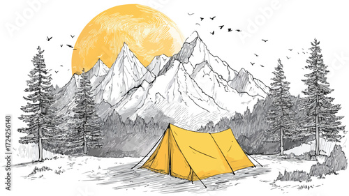 Night Camping Adventure Vector Illustration for Outdoor Enthusiasts