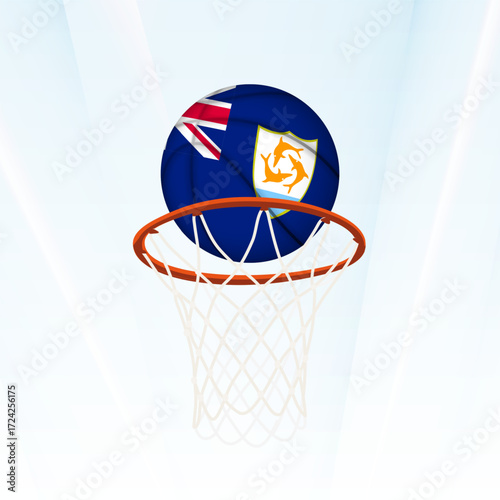 Anguilla Flag Basketball Scoring Through Hoop.
