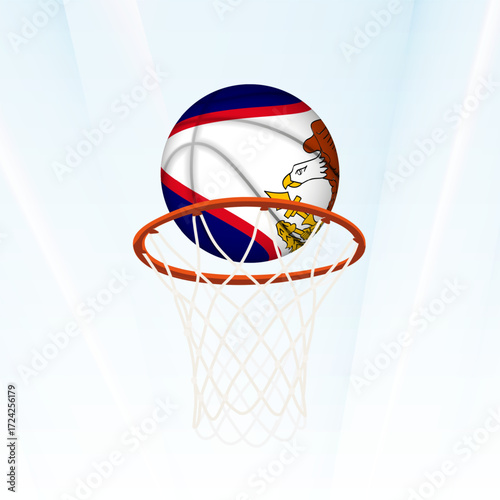 American Samoa Flag Basketball Scoring Through Hoop.