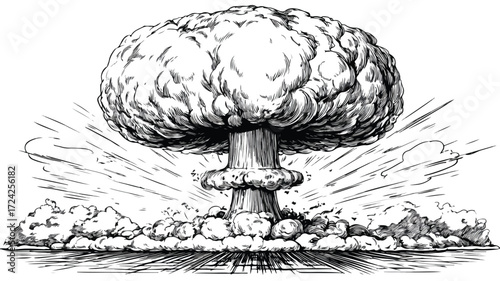 Powerful Nuclear Explosion Atomic Mushroom Vector Illustration