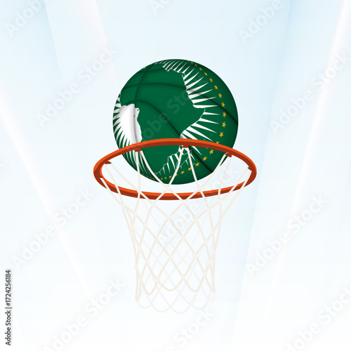 African Union Flag Basketball Scoring Through Hoop.