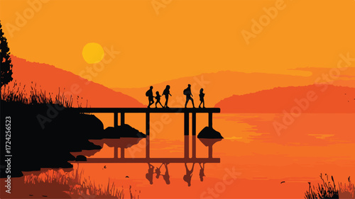 Happy Professional Counselors and Kids Walking Joyfully Outdoors