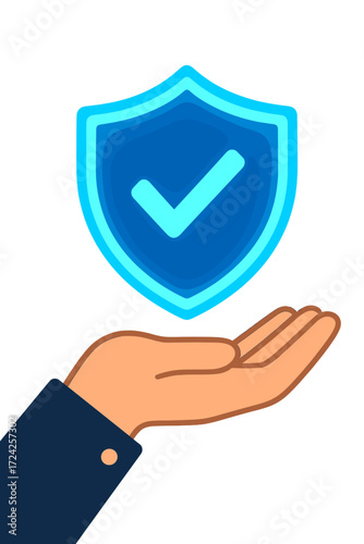 A hand cradles a glowing digital shield, representing cybersecurity and protection