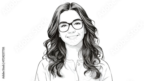 Smiling Teen Female Student Portrait Avatar Vector Illustration