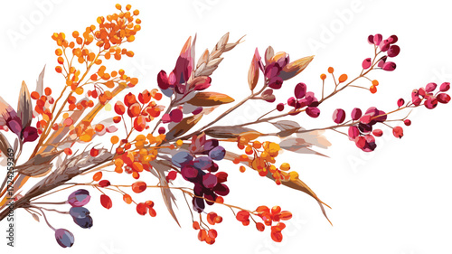 Vibrant Wild Cereal and Berry Inflorescences in A