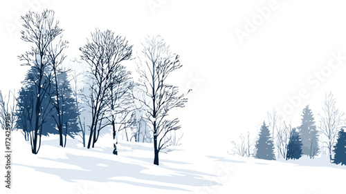 Serene Winter Landscape with Snowy Trees and Ground