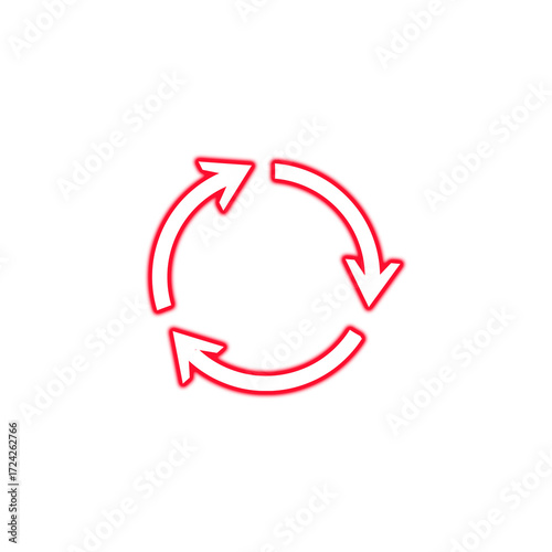 Red glow recycling symbol icon