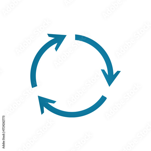 Blue recycling symbol icon