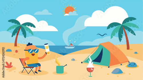 A saler breeze whips through the campsite bringing with it the sounds of cheerful laughter and the clinking of glasses as campers enjoy their beachfront picnics.