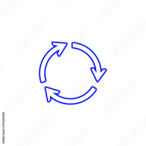 Blue glow recycling symbol icon