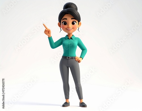 Isolated 3D person indicating a direction