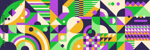 Geometric abstract wallpaper design with colorful shapes. Vector illustration.