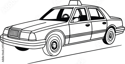City taxi cab with illuminated roof light and detailed design