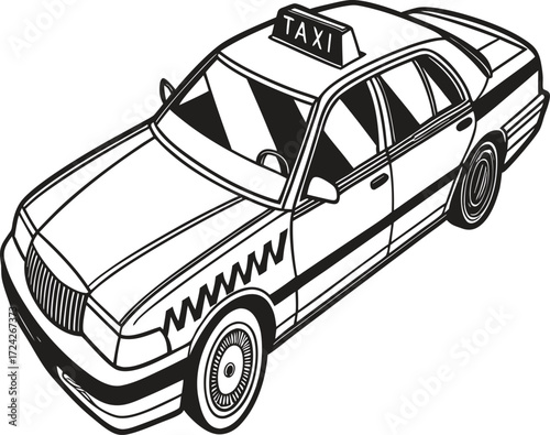 City taxi cab illustration with illuminated roof light