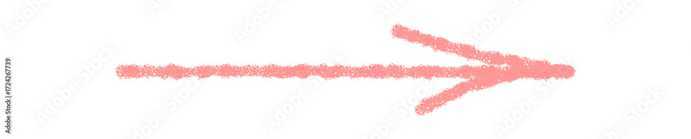 Obraz premium Arrow sketch with hand drawn style in pink pastel crayon. Pointer element as rough icon, soft texture and symbol detail. Subtle stroke and artistic form for creative concepts.