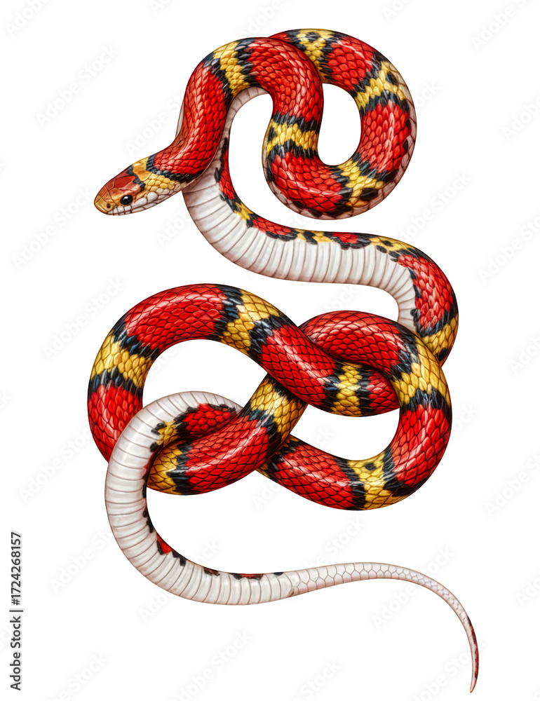 Naklejka premium This image is an accurate scientific reproduction of a Milk Snake (Lampropeltis triangulum). A PNG with a transparent background