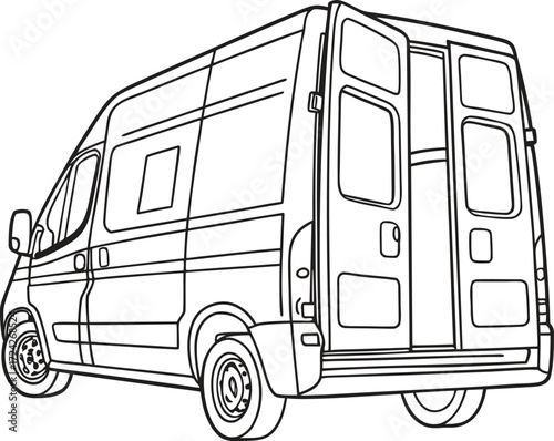 Delivery van with customizable logo space on white background