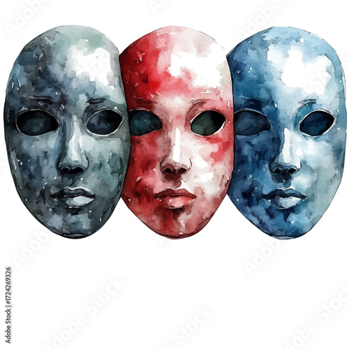 Korean Mud Masks, watercolor clipart vector, isolated on a white background.