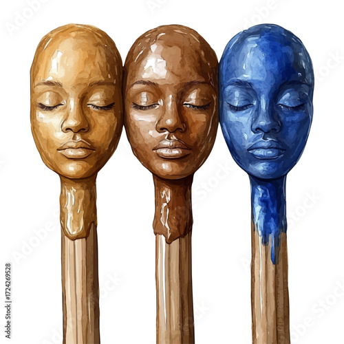 Korean Mud Masks, watercolor painting vector, isolated on a white background.