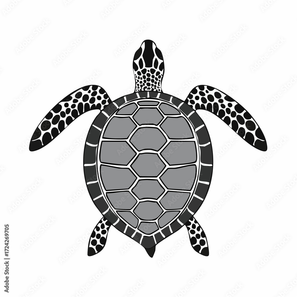 Fototapeta premium turtle top view silhouette on white background vector 