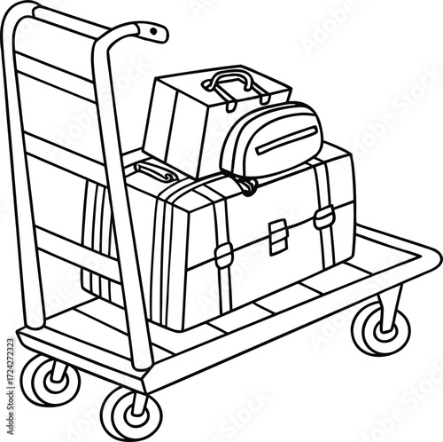 Airport luggage cart vehicle illustration on white background