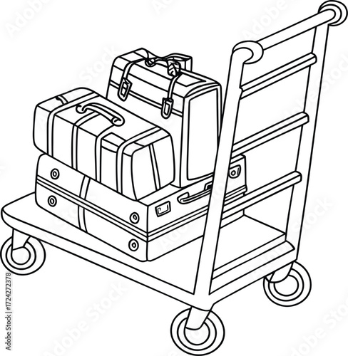 Airport luggage cart vehicle illustration on white background