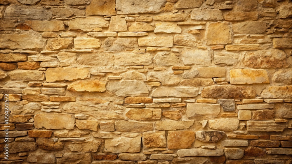 Obraz premium Distressed stone wall with natural texture in warm beige tones