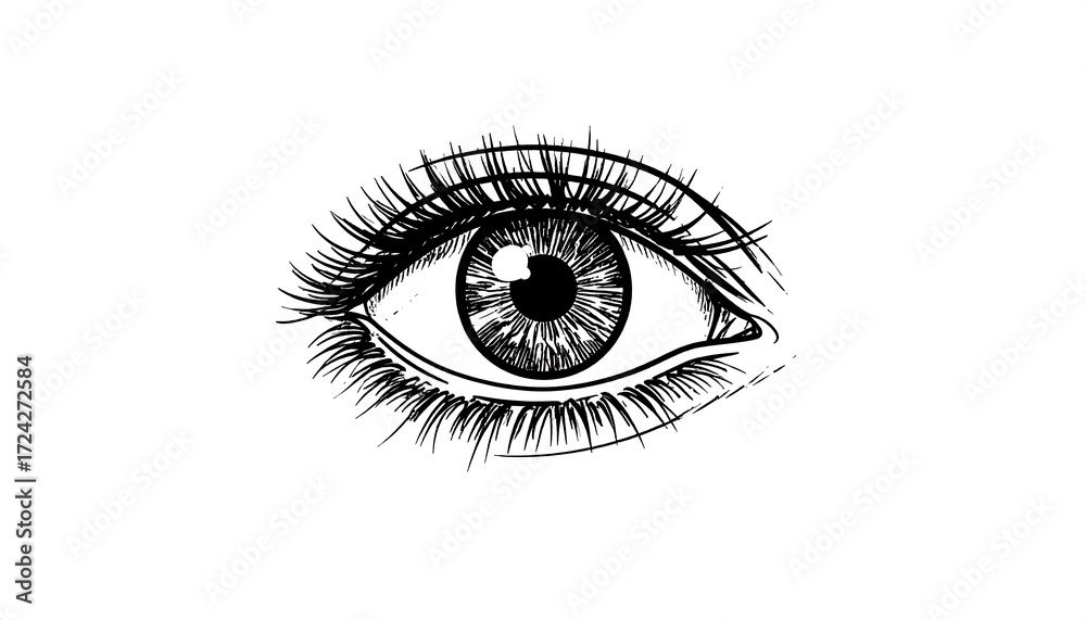 Obraz premium Detailed black and white eye illustration