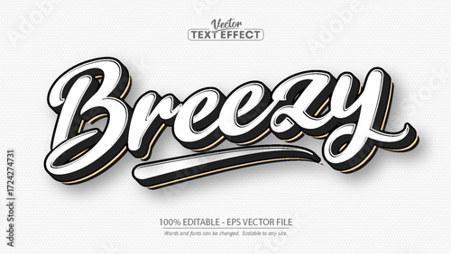 Breezy stylish text effect with editable vector file for creative design and modern typography art