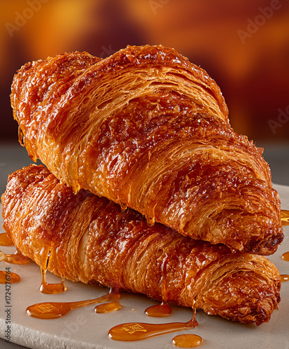 golden-brown croissant with a glossy surface