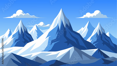 A winter wonderland of whitecapped peaks rising up from the frozen tundra below.