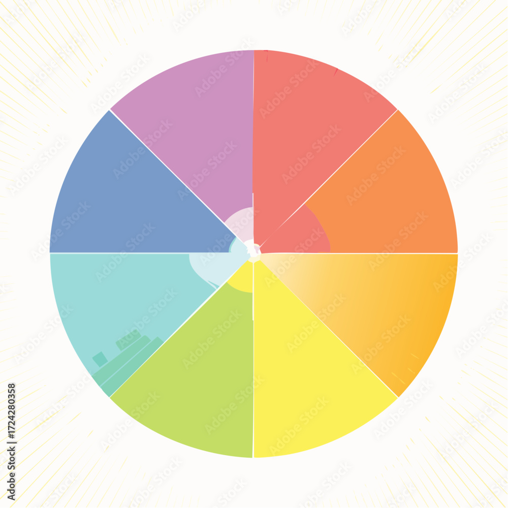 Fototapeta premium Pastel Color Wheel Abstract Design with Radial Lines