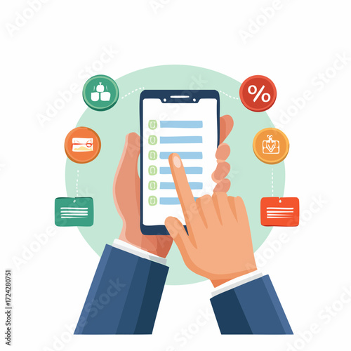 Person Using Mobile App for Financial Management