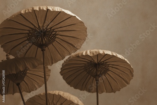 Vintage sepia umbrellas