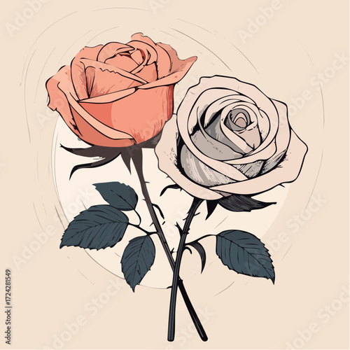 Modern and simple line art illustration of rose flower with minimal aesthetic perfect for elegant wall decor and graphic design